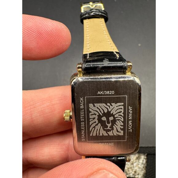ANNE KLEIN Women\'s Glitter Accented Black Croco-Grain Leather Strap Watch Works main image 6